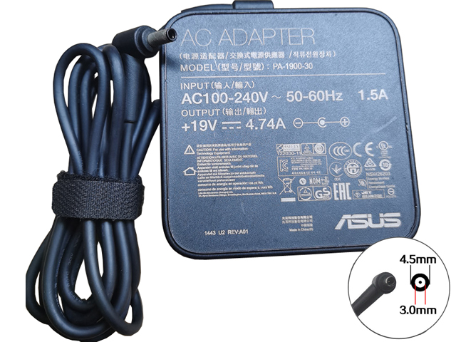 Asus 19V 4.74A 90W Tip:4.5*3.0mm Power Supply Adapter Charger